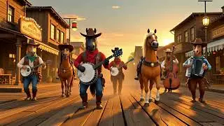 The Wild West Horse Music Band - Country Music Played by Cowboy Horses🐴🤠 - Animated Country Fun 🎶🐎