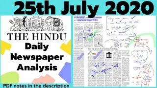The Hindu Newspaper Analysis 25 July 2020 by Sahil sir | Current Affairs for UPSC CSE/IAS |