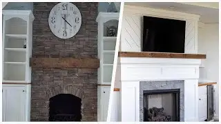 75 Shiplap Wall Living Space With A Corner Fireplace Design Ideas You'll Love 🔴