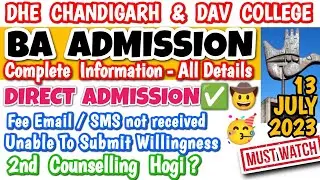 BA Direct Admission 2023 DHE Chandigarh Colleges latest update, willingness, fee payment, DAV Chd PU