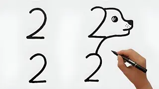 Dog drawing from number 2222 |How to 2222 into Dog drawing easy
