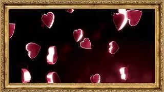 Falling hearts - Gold Frame TV Art - TV Wallpaper - 4K Free background