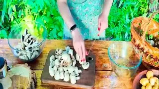Outdoor Cooking Potatoes, Meat and Mushrooms in a village #villagelife # Camping #Mountains 