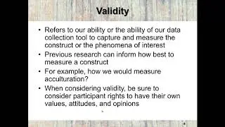Measurement Errors, Reliability and Validity of Data Collection