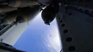 B 52 Dropping Bombs from the Bomb Bay Doors - Daytime