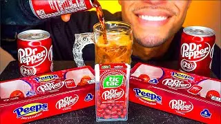 ASMR DR PEPPER TICTAC PEEPS MARSHMALLOW SODA DRINKING POURING ICE CRUNCHY SOUNDS EATING NO TALKING