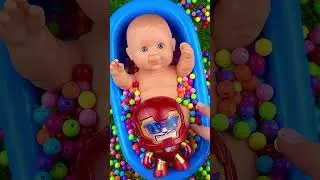 Full of 3 Rainbow BathTubs Candy with M&M's & Magic Slime Cutting Video