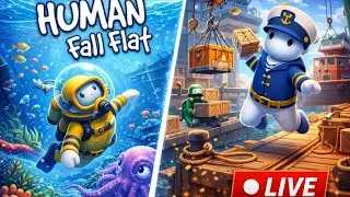 human fall flat live 😂 | dockyard & underwater levels | funny fails| Hindi #humanfallflat