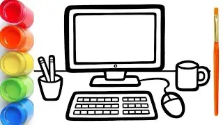 Computer Drawing, Painting & Coloring for kids, toddlers | How to draw computer for kids