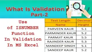 DATA VALIDATION IN EXCEL | ISNUMBER FUNCTION | CUSTOM DATA | ISTEXTFUNCTION