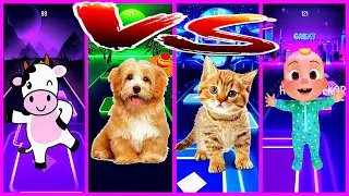 Crazy Cow VS Cute Dog VS Cute Cat VS Cocomelon Tiles Hop Game