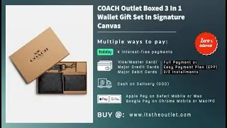 Подарочный набор кошельков Coach Boxed 3 в 1 из фирменной холщовой ткани цвета чёрный, темно-бордовый