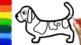 How To Draw Cute Dog with Rainbow Colors for Kids | Painting, Coloring for Kids and Toddlers.