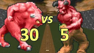 30 Demons vs 5 Barons of Hell - Monster Infighting - Doom Retro Battles