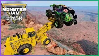 Monster Jam Crash | Grave Digger vs Giant Construction Trucks in Desert Chaos Destruction