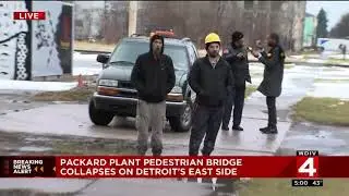 Packard Plant pedestrian bridge collapses on Detroit's east side