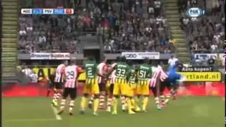 Martin Hansen, ADO Den Haag's goalkeeper, scored this 94th minute equaliser against PSV
