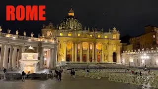 🇮🇹 ROME Italy 💒 Piazza San Pietro By Night 4K