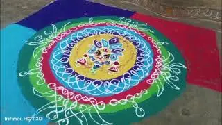 AAA vari muggula potilo nenu vesina muggu#rangoli #aaa #design #colors #art #competition 🤩🙌