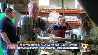 Braxton Brewing Company cans drinking water for Hurricane Harvey survivors in Houston
