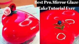 Amazing 3d Heart mirror Glaze cake|Best Red glaze recipe