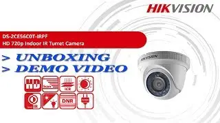 Hikvision HD720P Indoor IR Dome Camera DS-2CE56C0T-IRPF Unboxing, Camera video quality demo