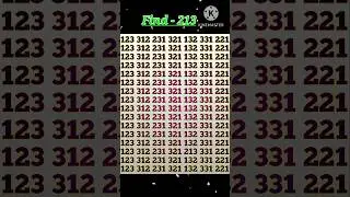 Find - 213🤯 #challenge #puzzle #facts #find #numbers #reels #viral #shorts #feed #yt #question