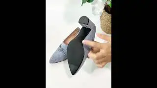 Gray Suede Pointed Toe High Heels with an 8.5Cm Chunky Heel, Slip-On Style for Parties And Runway
