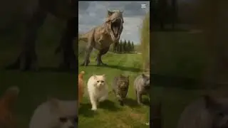 Great Cat Escape #DinoChase #GiantCats #EpicEscape #FunnyEdit #CatAdventure #cat #shorts #viralvideo