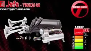 Trigger Horns&trade; El Jefe&trade; 200psi 3 Trumpet Stacked Train Horn Kit - TRGK3168