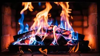 Relaxing Brick Wall Fireplace TV | Blue-Orange Fireplace Flame Cozy Fire (No Music)