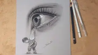 How to draw a realistic eye with tears | realistic eye drawing | realistic portrait 