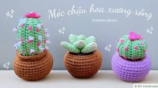 B&agrave;i 514: Crochet cactus | M&oacute;c chậu hoa xương rồng mini | flower | Bi Do Handmade