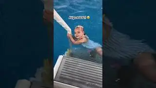 My daughter watches her baby sister learn to swim in the same pool she did! 🥹 Then vs Now