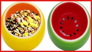 HERCOCCI Hamster Food Bowl, Ceramic   Rabbit Food Dish and Water Bowl for Bunny Guinea Pig Gerbil