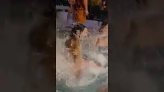 Wedding video team jumps into the pool with the bridal party! #shorts #wedding #harvestweddingfilms