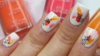 Dry Brush and Stamped Nails | Pink, Yellow and Orange Nail Art