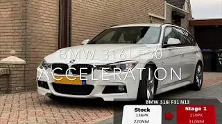 210HP BMW 316i F31 STOCK VS STAGE 1 TUNED  ACCELERATION - BERKPerformance