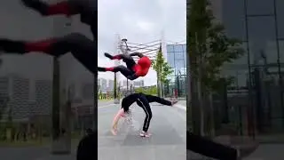 💥Wow amazing flip of Spider-Man costume cosplay #shorts #spiderman #cosplay