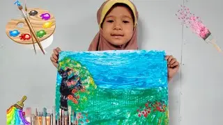 Easy Finger Painting with Ara 🎨🖌️ Ara belajar melukis pakai tangan 💞🌷