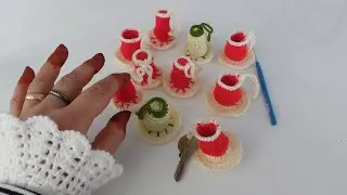  Örgü Çay Bardağı Anahtarlık yapılışı çok kolay 
