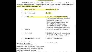 WALK - IN YOUNG PROFESSIONAL RECRUITMENT ANGRAU -2024