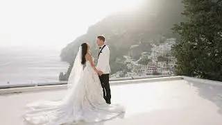 Intimate Positano wedding in a private villa with gorgeous views and gorgeous ceiling florals.