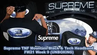 Supreme TNF Mountain Tee Black & Supreme TNF Tech Headband Black -  FW21 Week 9 UNBOXING