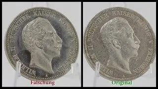 M&uuml;nzf&auml;lschungen - Tutorial: So erkennst du falsche Kaiserreich Silberm&uuml;nzen - Fake - 5 Mark Preussen