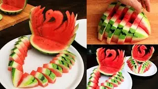 Creative Watermelon Decorations Cutting Swan Ideas