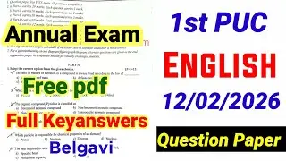 1st PUC English Annual Exam 2026 Question Paper With Answers karnataka board 