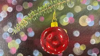 (592.5) PART 5 Acrylic Painting for Beginners Christmas Ornament- Painting Pine Branch