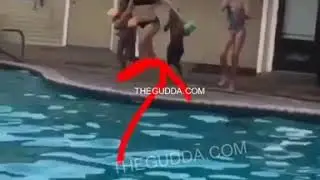 Little Kid Does A Cannon Ball But Misses Pool!