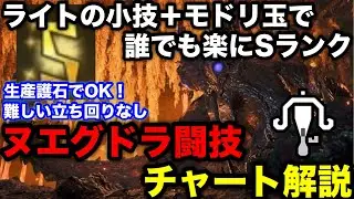 【モンハンワイルズ】モドリ玉+ライトで楽々Sランク！ライトボウガンソロで歴戦王ヌエグドラ闘技大会Sランクチャート解説！【フリーチャレンジクエスト/焼け落ちろ、黒岸の奈利/モンスターハンターワイルズ】